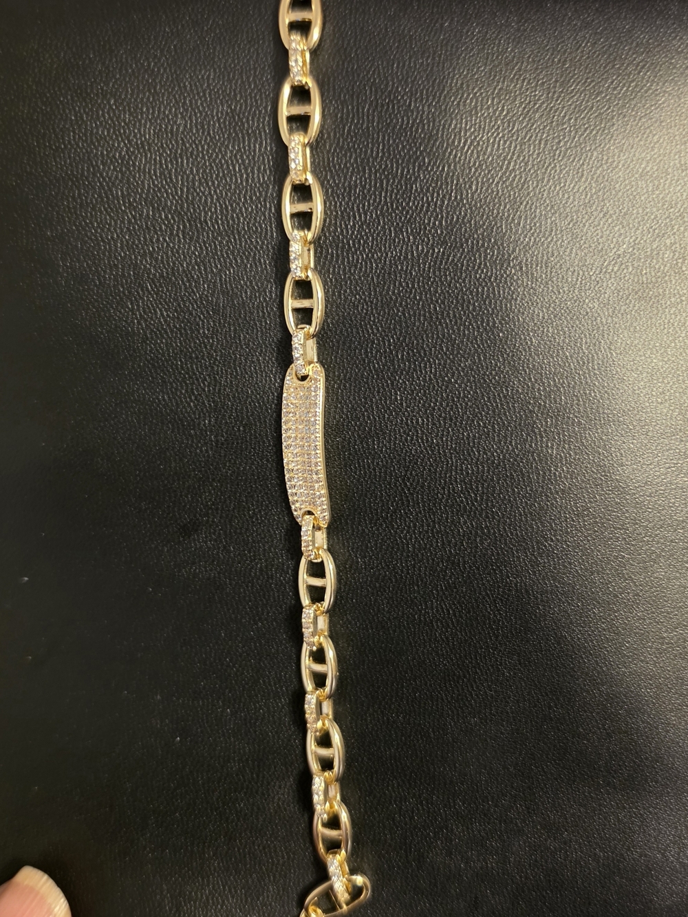 14K Gold Over Sterling Silver Pave Link Bracelet - Women